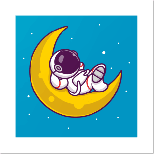 Cute Astronaut Sleeping On The Moon Posters and Art